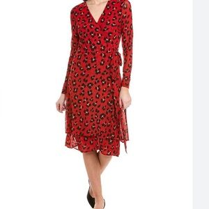 Cabi siren Red Leopard Print Wrap Dress sz sm